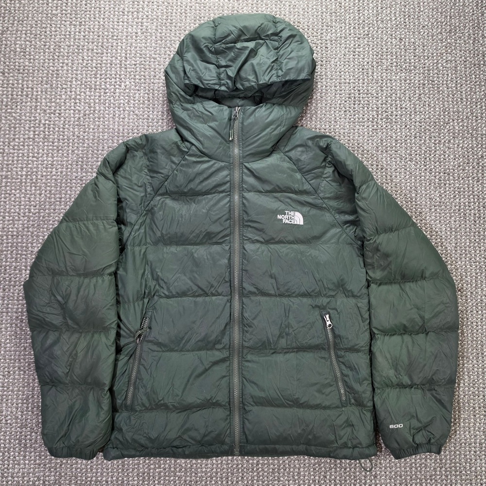The North Face Mens M 600 Fill Recycled Down Puffer Jacket Hooded Green Winter